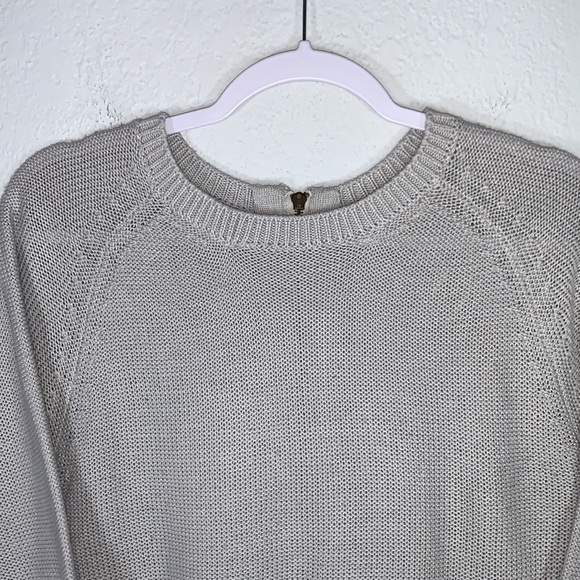 Zara Knit Gray Zipper Back Crewneck Pullover Sweater size Medium - Picture 7 of 12